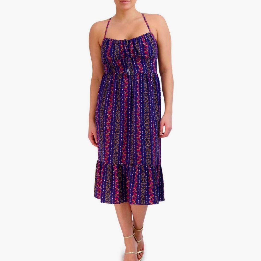 BCBG Paris Pebble Crepe Floral Midi Dress Women’s Size Medium